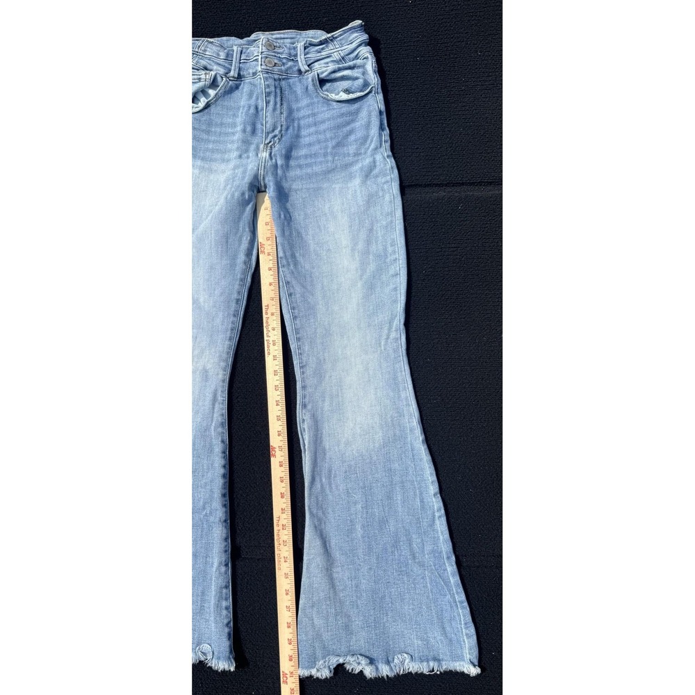 KanCan Jeans Womens 29 Blue Light Wash High Rise Flare Raw Hem VBK1906L Stretch - Picture 6 of 9